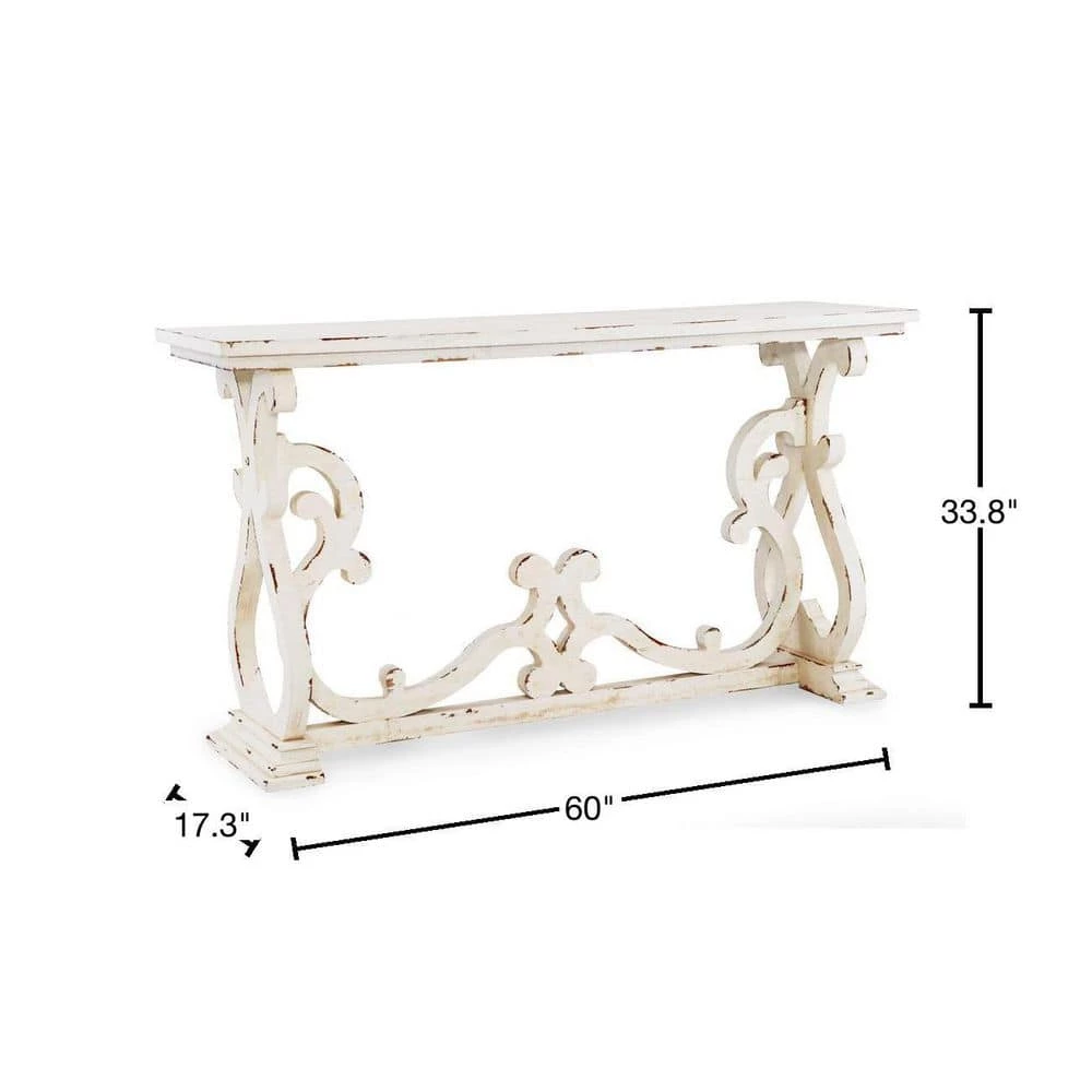 Lucas 60 in. Distressed White Standard Rectangle Wood Console Table by Powell Company 5 Lucas 60 in. Distressed White Standard Rectangle Wood Console Table by Powell Company - Image 3