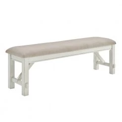 Krause Distressed White Bench 16 in. x 21 in. x 60 in. by Powell Company