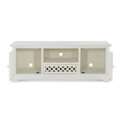 Bailee 55 in. Distressed White Wood TV Stand with 1 Drawer Fits TVs Up to 50 in. with Doors by Powell Company