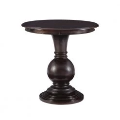 Lexis 26 in. L Espresso 26 in. H Round Wood Top Accent Table by Powell Company