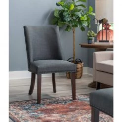 Alessio Grey Linen Like Polyester Upholstered Dining Chair (Set of 2) by Powell Company -Powell Company Shop espresso powell company dining chairs hd1676dc21 31 1000