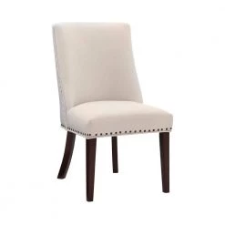 Alessio Natural Linen Like Polyester Upholstered Dining Chair and Espresso Legs (Set of 2) by Powell Company -Powell Company Shop espresso powell company dining chairs hd1677dc21 c3 1000