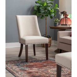 Alessio Natural Linen Like Polyester Upholstered Dining Chair and Espresso Legs (Set of 2) by Powell Company -Powell Company Shop espresso powell company dining chairs hd1677dc21 fa 1000