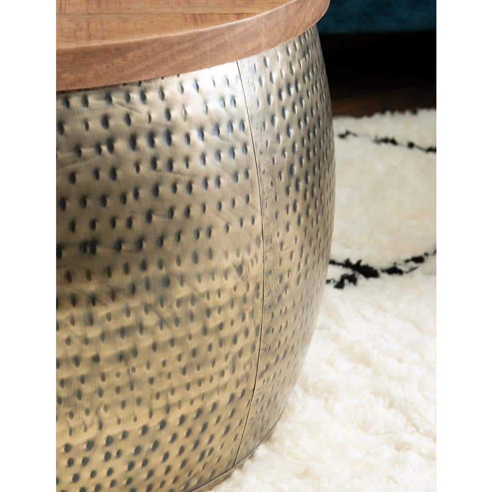 Wagner 25 in. Brown/Gold Medium Round Wood Coffee Table with Lift Top by Powell Company 4 Wagner 25 in. Brown/Gold Medium Round Wood Coffee Table with Lift Top by Powell Company - Image 2