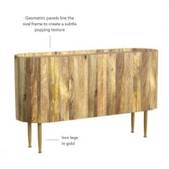 Charlee 52 in. W Natural 30.25 in. H Elliptical Solid Mango Wood Console Table with 2-Doors and 4-Shelves by Powell Company -Powell Company Shop gold powell company console tables hd1804 40 1000