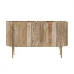 Charlee 52 in. W Natural 30.25 in. H Elliptical Solid Mango Wood Console Table with 2-Doors and 4-Shelves by Powell Company -Powell Company Shop gold powell company console tables hd1804 66 1000