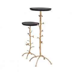 Dalinda Gold Branch Drink Round Top 16 in. with Table (Set of 2) by Powell Company -Powell Company Shop gold powell company end side tables hd1609a21 1f 1000