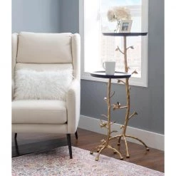 Dalinda Gold Branch Drink Round Top 16 in. with Table (Set of 2) by Powell Company -Powell Company Shop gold powell company end side tables hd1609a21 31 1000