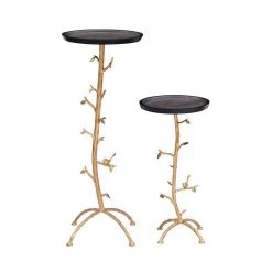 Dalinda Gold Branch Drink Round Top 16 in. with Table (Set of 2) by Powell Company
