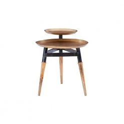 Brandy 30.75 in. Earth 24 in. Circular Iron End Table with Tripod Base by Powell Company