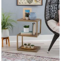 Ehren 16 in. x 24 in. H Gold Rectangular Metal and Wood End Table with 3 Shelves by Powell Company -Powell Company Shop gold powell company end side tables hd1648at21 31 1000