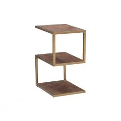 Ehren 16 in. x 24 in. H Gold Rectangular Metal and Wood End Table with 3 Shelves by Powell Company -Powell Company Shop gold powell company end side tables hd1648at21 4f 1000