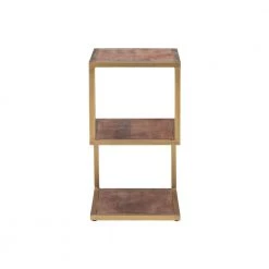 Ehren 16 in. x 24 in. H Gold Rectangular Metal and Wood End Table with 3 Shelves by Powell Company -Powell Company Shop gold powell company end side tables hd1648at21 66 1000