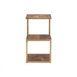 Ehren 16 in. x 24 in. H Gold Rectangular Metal and Wood End Table with 3 Shelves by Powell Company -Powell Company Shop gold powell company end side tables hd1648at21 c3 1000