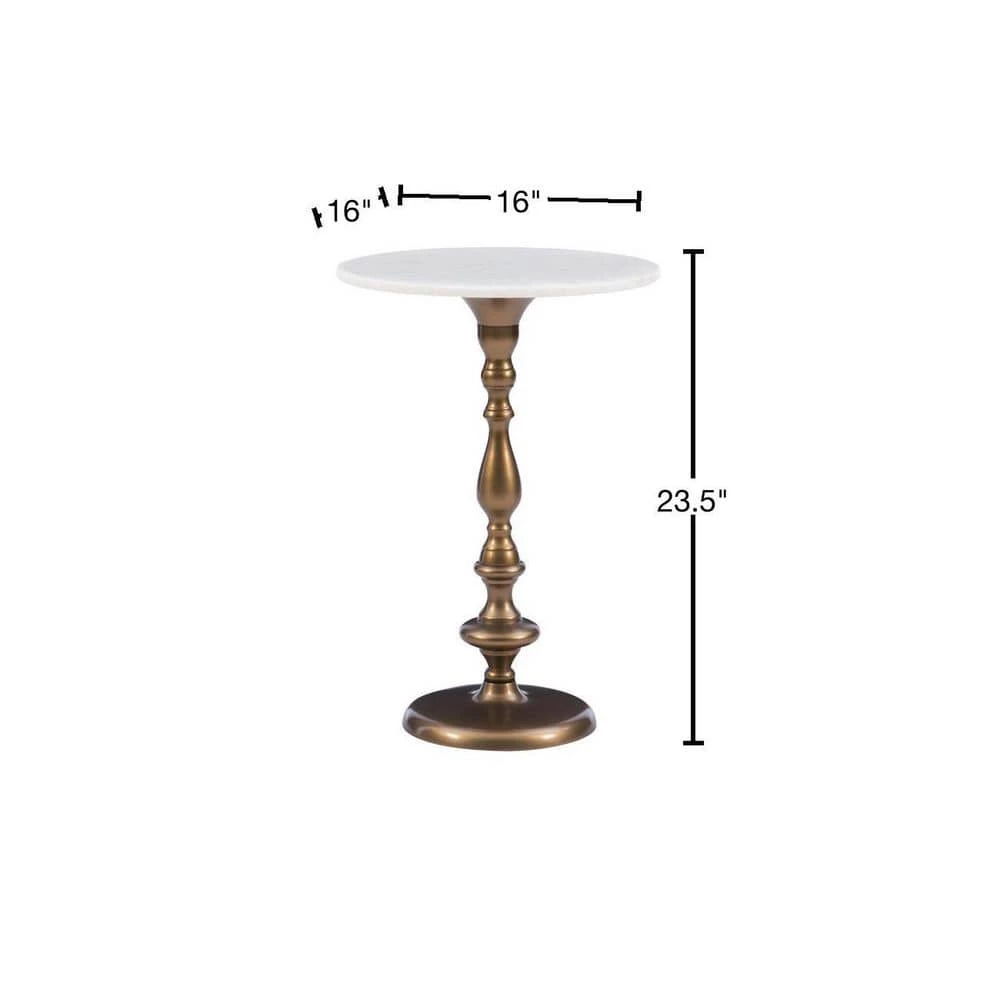 Jessy 16 in. x 23.5 in. Gold Circular Marble Top End Table by Powell Company 5 Jessy 16 in. x 23.5 in. Gold Circular Marble Top End Table by Powell Company - Image 3