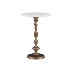 Jessy 16 in. x 23.5 in. Gold Circular Marble Top End Table by Powell Company
