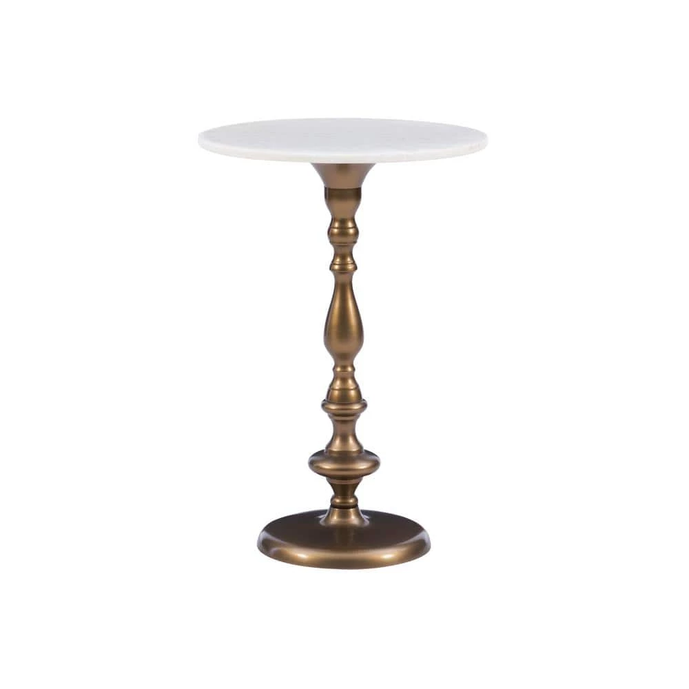 Jessy 16 in. x 23.5 in. Gold Circular Marble Top End Table by Powell Company 3 Jessy 16 in. x 23.5 in. Gold Circular Marble Top End Table by Powell Company