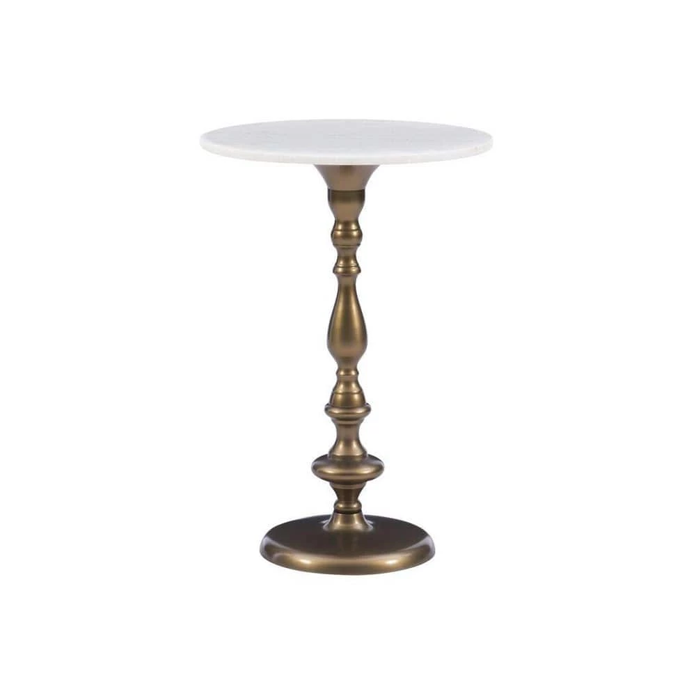 Jessy 16 in. x 23.5 in. Gold Circular Marble Top End Table by Powell Company 4 Jessy 16 in. x 23.5 in. Gold Circular Marble Top End Table by Powell Company - Image 2