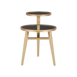 Rocco 24 in. Gold 22 in. H Round Mirrored Top End Table with 2-Tiers by Powell Company -Powell Company Shop gold powell company end side tables hd1712at21 c3 1000