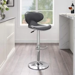 Grandie Grey and Chrome 34.38 in. - 42.63 in. Adjustable Bar Stool by Powell Company -Powell Company Shop gray and chrome powell company bar stools hd1461bs20 31 1000