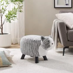 Murray Grey and White Tabby Cat Stool by Powell Company -Powell Company Shop gray and white powell company kids chairs hd1619y21 31 1000