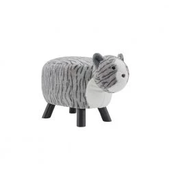 Murray Grey and White Tabby Cat Stool by Powell Company