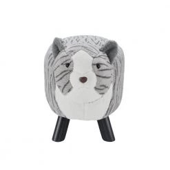 Murray Grey and White Tabby Cat Stool by Powell Company -Powell Company Shop gray and white powell company kids chairs hd1619y21 c3 1000