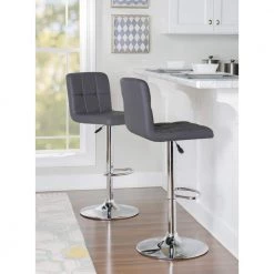Wilson Bar Stool Grey by Powell Company -Powell Company Shop gray chrome powell company bar stools hd1135b19bs 1f 1000