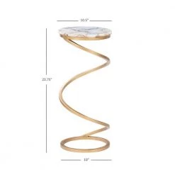 Pippen Grey Agate and Gold Round 10.5 in. with Spiral Drink Table by Powell Company -Powell Company Shop gray gold powell company end side tables hd1607a21 4f 1000