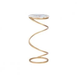 Pippen Grey Agate and Gold Round 10.5 in. with Spiral Drink Table by Powell Company