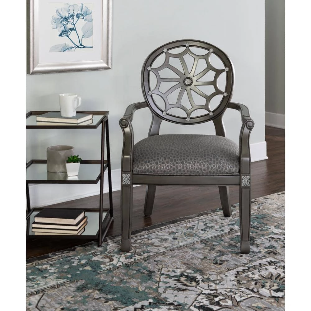 Darla Grey Spider Web Back Accent Chair with Leopard Upholstery by Powell Company 8 Darla Grey Spider Web Back Accent Chair with Leopard Upholstery by Powell Company - Image 6