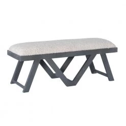Myah Grey Bench with White Shaggy Upholstery 45 in. L x 16 in. D x 18 in. H by Powell Company