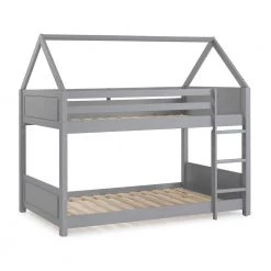 Nico Gray Twin Bunk Bed with Sloping A-Frame Roof by Powell Company -Powell Company Shop gray powell company bunk beds hd1660bb21 4f 1000