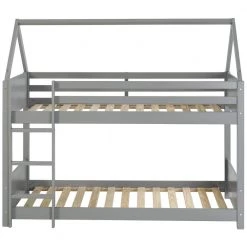 Nico Gray Twin Bunk Bed with Sloping A-Frame Roof by Powell Company
