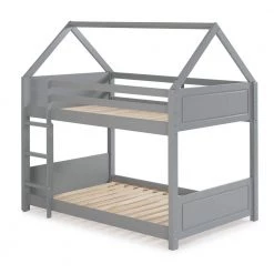 Nico Gray Twin Bunk Bed with Sloping A-Frame Roof by Powell Company -Powell Company Shop gray powell company bunk beds hd1660bb21 c3 1000