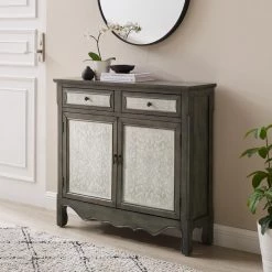 Paradise 40 in. W Grey 36 in. H Rectangular Wood Console Cabinet with 2-Drawers and Hidden Shelf by Powell Company -Powell Company Shop gray powell company console tables hd1781ct21 31 1000
