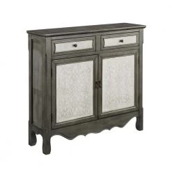 Paradise 40 in. W Grey 36 in. H Rectangular Wood Console Cabinet with 2-Drawers and Hidden Shelf by Powell Company