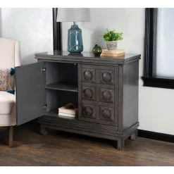 Ezekiel 41 in. W Grey 36 in. H Rectangular Wood Accent Storage Cabinet with Shelf by Powell Company -Powell Company Shop gray powell company console tables hd221814 4f 1000