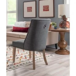 Alessio Grey Linen Like Polyester Upholstered Dining Chair with Natural Legs (Set of 2) by Powell Company -Powell Company Shop gray powell company dining chairs hd1678dc21 1f 1000