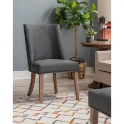 Alessio Grey Linen Like Polyester Upholstered Dining Chair with Natural Legs (Set of 2) by Powell Company -Powell Company Shop gray powell company dining chairs hd1678dc21 31 1000