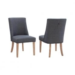 Alessio Grey Linen Like Polyester Upholstered Dining Chair with Natural Legs (Set of 2) by Powell Company