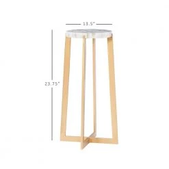 Cleo 13.5 in. Grey 26.75 in. Circular Granite End Table with Gold Metal Base by Powell Company -Powell Company Shop gray powell company end side tables hd1639at21 1f 1000