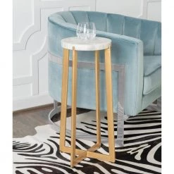 Cleo 13.5 in. Grey 26.75 in. Circular Granite End Table with Gold Metal Base by Powell Company -Powell Company Shop gray powell company end side tables hd1639at21 31 1000