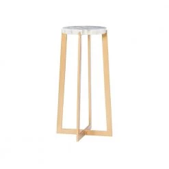 Cleo 13.5 in. Grey 26.75 in. Circular Granite End Table with Gold Metal Base by Powell Company