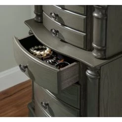 Daniau Grey Jewelry Armoire with 5-Drawers and Flip Top Mirror (16.5 in. W x 11 in. D x 40.25 in. H) by Powell Company -Powell Company Shop gray powell company jewelry armoires hd1796 1f 1000