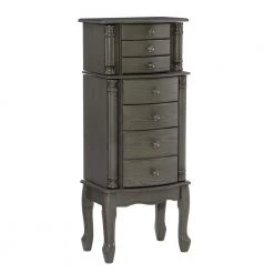 Daniau Grey Jewelry Armoire with 5-Drawers and Flip Top Mirror (16.5 in. W x 11 in. D x 40.25 in. H) by Powell Company