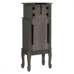 Daniau Grey Jewelry Armoire with 5-Drawers and Flip Top Mirror (16.5 in. W x 11 in. D x 40.25 in. H) by Powell Company -Powell Company Shop gray powell company jewelry armoires hd1796 66 1000