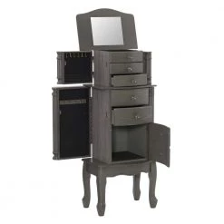 Daniau Grey Jewelry Armoire with 5-Drawers and Flip Top Mirror (16.5 in. W x 11 in. D x 40.25 in. H) by Powell Company -Powell Company Shop gray powell company jewelry armoires hd1796 77 1000