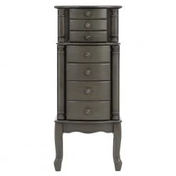 Daniau Grey Jewelry Armoire with 5-Drawers and Flip Top Mirror (16.5 in. W x 11 in. D x 40.25 in. H) by Powell Company -Powell Company Shop gray powell company jewelry armoires hd1796 c3 1000