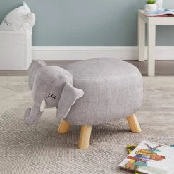 Vivian Grey Elephant 13.5" Stool with No Storage by Powell Company -Powell Company Shop gray powell company kids chairs hd1399a19k 31 1000